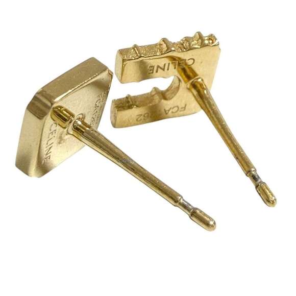 Celine Women's Asymmetrical Stud Earrings, Triomphe, Aftermarket Backs - Picture 5 of 10